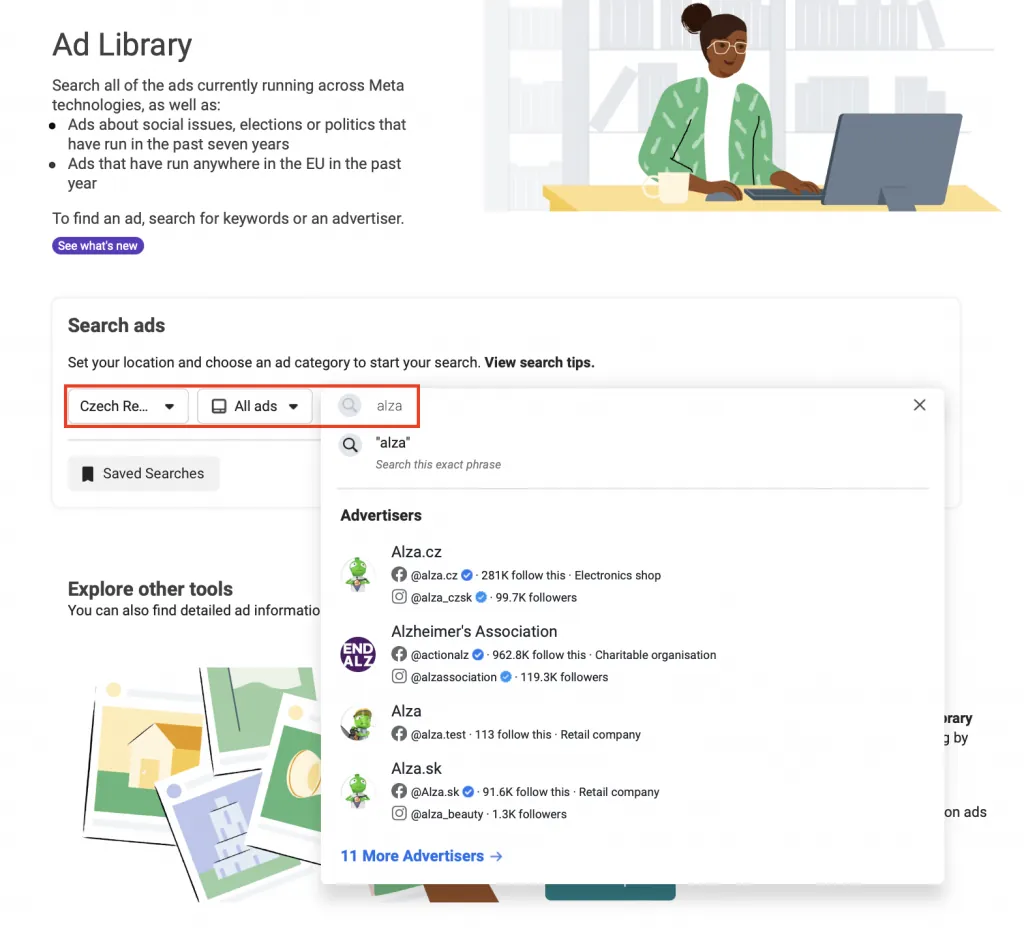 Vyhledávání v Meta Ad Library