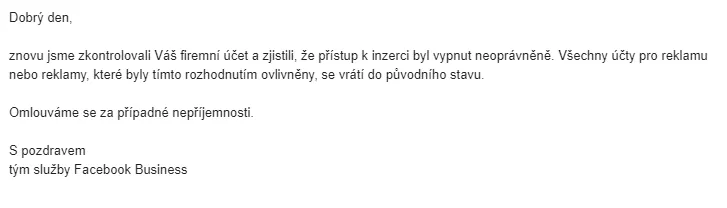 Odpověď na žádost o kontrolu